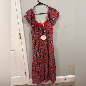 Red floral stretchy sundress